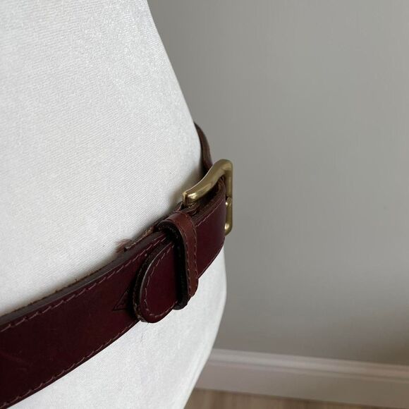 Guess Women's Medium Chocolate Brown & Gold Leather Belt Vintage 90's Equestrian - Picture 2 of 7